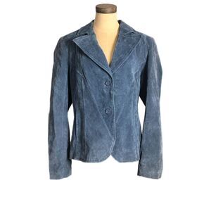 Vintage-Style Blue Leather Jakcet